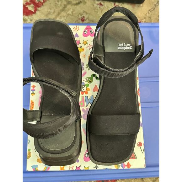 Jeffrey Campbell Women's Black Adjustable Straps Platform Sandals Size 10 - Picture 5 of 8